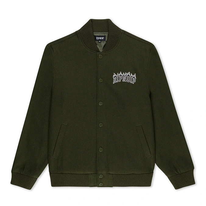 Бомбер RIPNDIP Inferno Varsity Jacket Light Forest